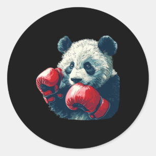 Schattigee panda met bokshandschoenen kostuum ronde sticker