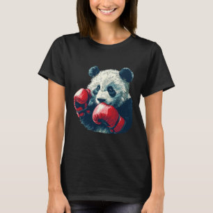 Schattigee panda met bokshandschoenen kostuum t-shirt