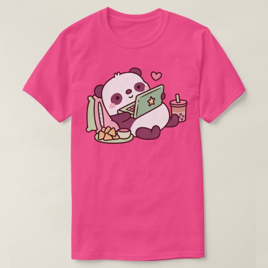 Schattigee Panda met Chips en Bubble Tea T-shirt (Design voorkant)