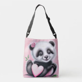 Schattigee panda met een hart crossbody tas (Achterkant)