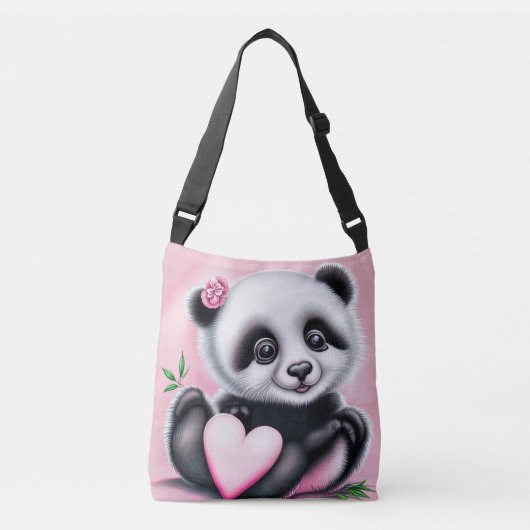 Schattigee panda met een hart crossbody tas (Voorkant)