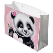 Schattigee panda met een hart groot cadeauzakje (Achterkant Gekanteld)