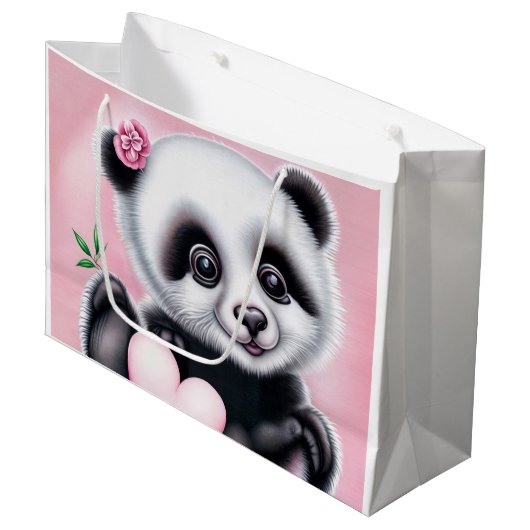 Schattigee panda met een hart groot cadeauzakje (Voorkant Gekanteld)