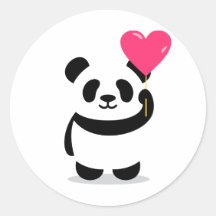 Schattigee Panda met Heart Balloon Sticker