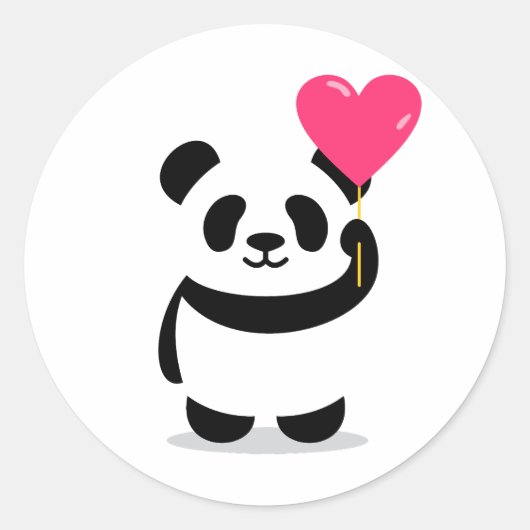 Schattigee Panda met Heart Balloon Sticker (Voorkant)