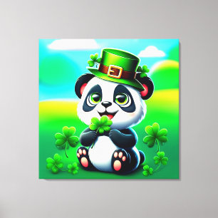 Schattigee panda met het thema van St. Patrick's D Canvas Afdruk