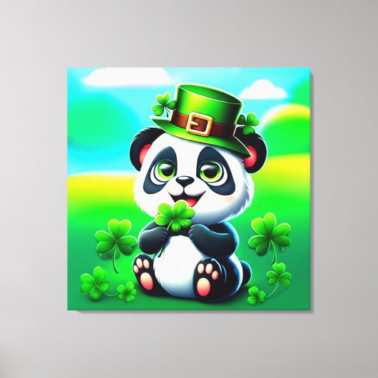 Schattigee panda met het thema van St. Patrick's D Canvas Afdruk (Voorkant)