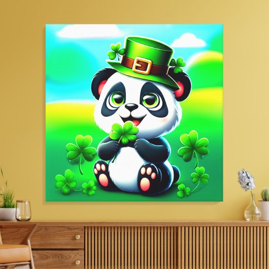 Schattigee panda met het thema van St. Patrick's D Canvas Afdruk (Insitu (Woonkamer))