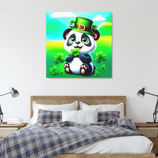 Schattigee panda met het thema van St. Patrick's D Canvas Afdruk (Insitu (Slaapkamer))