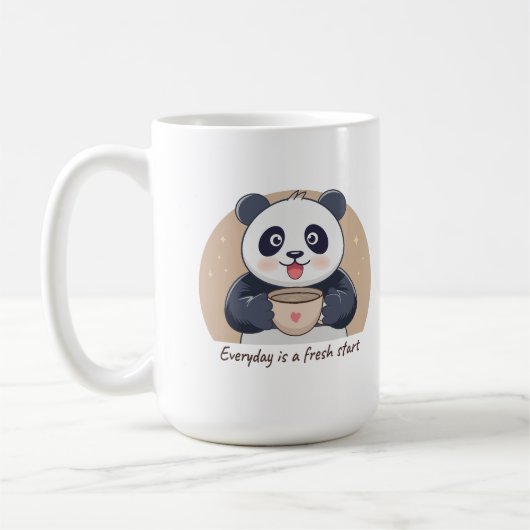Schattigee panda met koffie koffiemok (Links)