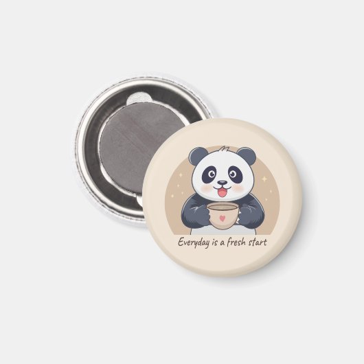 Schattigee panda met koffie magneet (Voorkant / Achterkant)