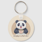 Schattigee panda met koffie sleutelhanger (Voorkant)