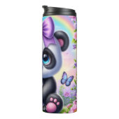 Schattigee panda met Paarse strik en vlinders Thermosbeker (Geroteerd rechts)
