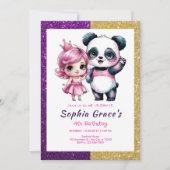 Schattigee panda met prinsessenverjaardag kaart (Voorkant)