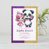Schattigee panda met prinsessenverjaardag kaart (Staand voorkant)