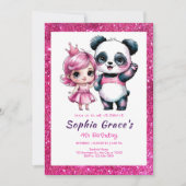 Schattigee panda met prinsessenverjaardag kaart (Voorkant)