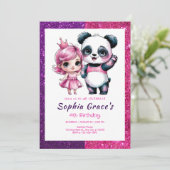 Schattigee panda met prinsessenverjaardag kaart (Staand voorkant)