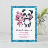 Schattigee panda met prinsessenverjaardag kaart (Staand voorkant)