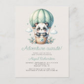 Schattigee Panda Mint Groene Hete Luchtballon Baby Briefkaart (Voorkant)