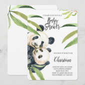 Schattigee Panda Mom & Baby Eucalyptus Baby shower Kaart (Voorkant / Achterkant)