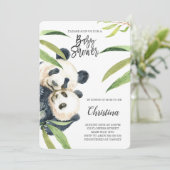 Schattigee Panda Mom & Baby Eucalyptus Baby shower Kaart (Staand voorkant)