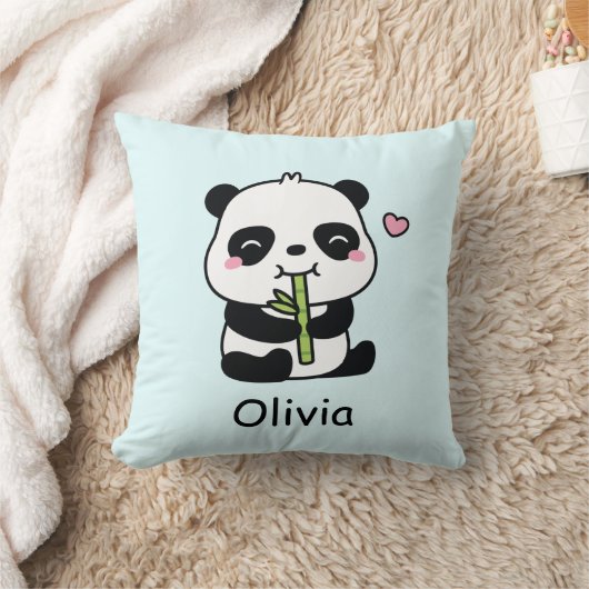 Schattigee Panda Munching Bamboe, Baby kinderkamer Kussen (Deken)