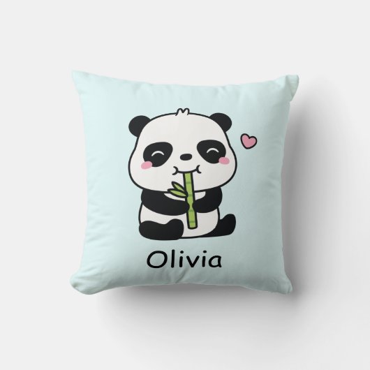 Schattigee Panda Munching Bamboe, Baby kinderkamer Kussen (Voorkant)