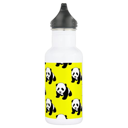 Schattigee Panda; Neon Geel, Zwart & Wit Waterfles (Rechts)