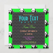 Schattigee Panda; Neon Groen, Zwart & Wit Kaart (Achterkant)