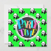 Schattigee Panda; Neon Groen, Zwart & Wit Kaart (Voorkant)