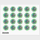 Schattigee Panda; Neon Groen, Zwart & Wit Ronde Sticker (Vel)