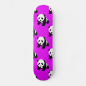 Schattigee Panda; Neon Paarse, Zwart & Wit Skateboard (Voorkant)