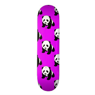 Schattigee Panda; Neon Paarse, Zwart & Wit Skateboard