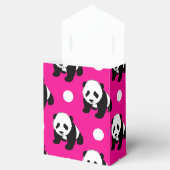 Schattigee panda; Neon roze, zwart & wit polka sti Bedankdoosjes (Geopend)