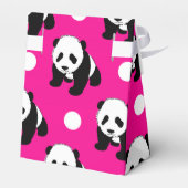 Schattigee panda; Neon roze, zwart & wit polka sti Bedankdoosjes (Achterkant)