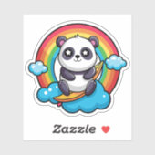 Schattigee panda op een regenboog Sticker (Vel)