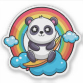 Schattigee panda op een regenboog Sticker (Voorkant)
