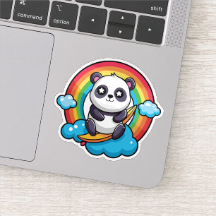 Schattigee panda op een regenboog Sticker
