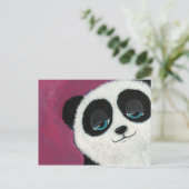 Schattigee panda op roze Briefkaart (Staand voorkant)