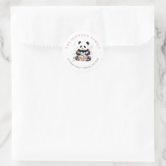 Schattigee panda paas waterverf bloemenretour adre ronde sticker (Tas)