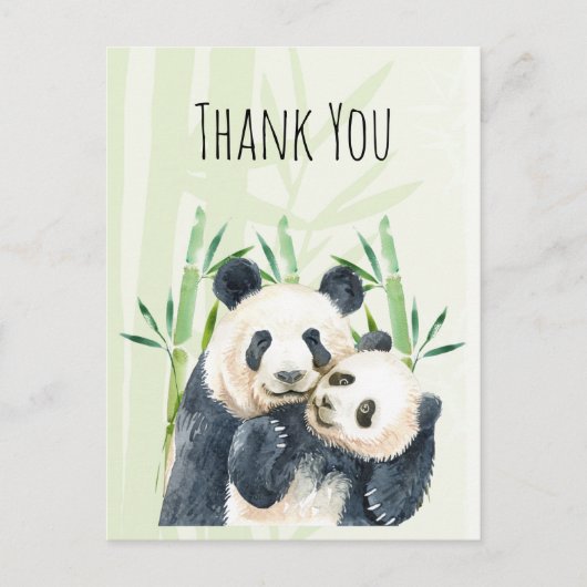 Schattigee Panda Pair Waterverf Dank u Briefkaart (Voorkant)