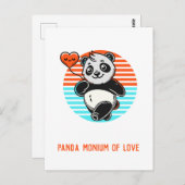 Schattigee panda "panda-monium van liefde" briefkaart (Voorkant / Achterkant)