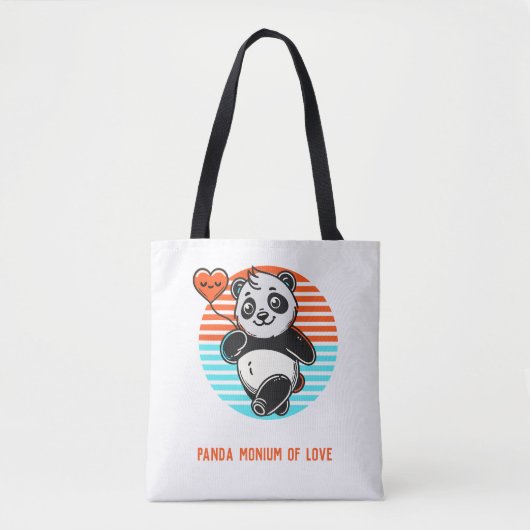 Schattigee Panda "Panda-monium van Liefde" Canvas  Tote Bag (Voorkant)