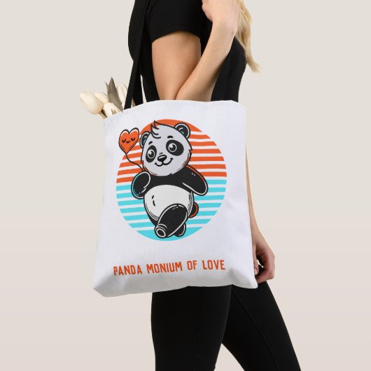 Schattigee Panda "Panda-monium van Liefde" Canvas  Tote Bag (Dichtbij)