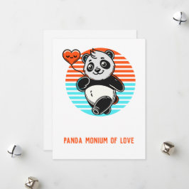 Schattigee panda "panda-monium van liefde" feestdagenkaart