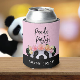Schattigee Panda Party Gepersonaliseerde Roze Koel Blikjeskoeler