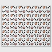Schattigee Panda Patroon Zwart-wit Foto Cadeaupapier (Vlak)
