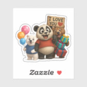 Schattigee Panda & Poor Beer Verjaardag Vinyl Stic Sticker (Vel)