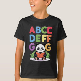Schattigee Panda Reading – Kleurrijk ABCD FG T-shi T-shirt