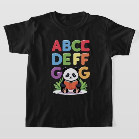 Schattigee Panda Reading – Kleurrijk ABCD FG T-shi T-shirt (Laagn)